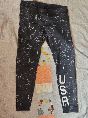 Under Armour Black Leggings with White USA Accent Print